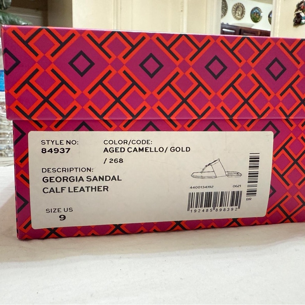 Tory Burch Georgia Sandal in Aged Camello and Gold